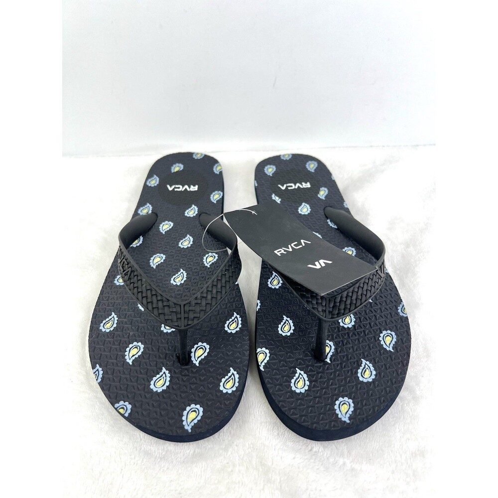 RVCA Surf Street Style Beach Pool Casual Flip Flops Mens Size 7 Black New